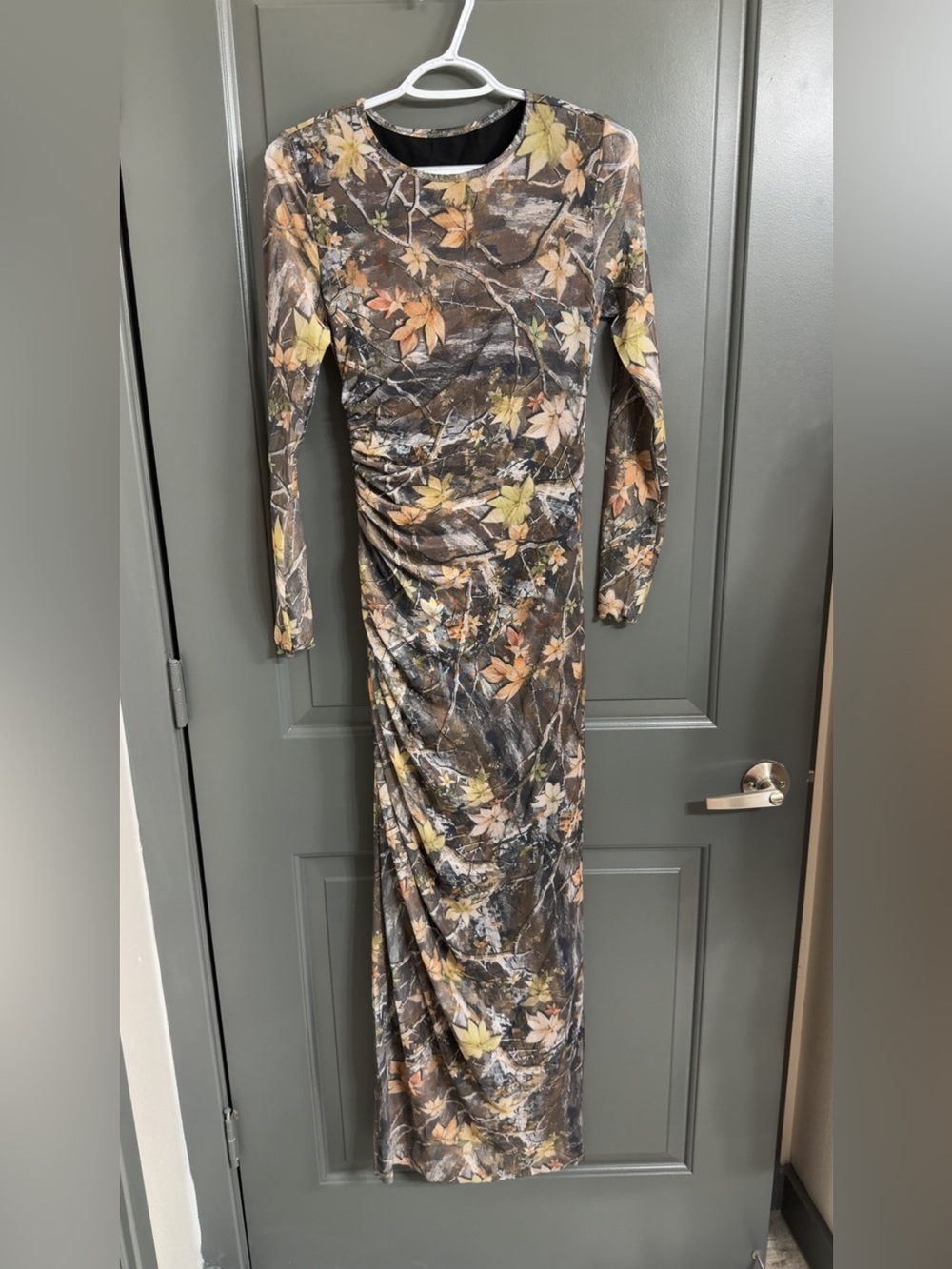 NEW SHEIN Camo Floral Long Sleeve Maxi Dress
